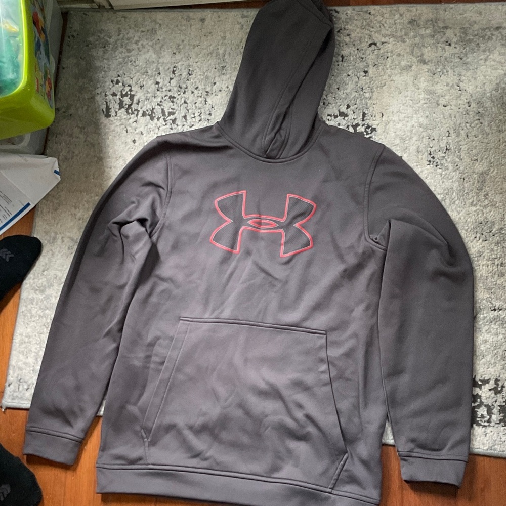 Under Armour Charcoal Hoodie with Pink Emblem